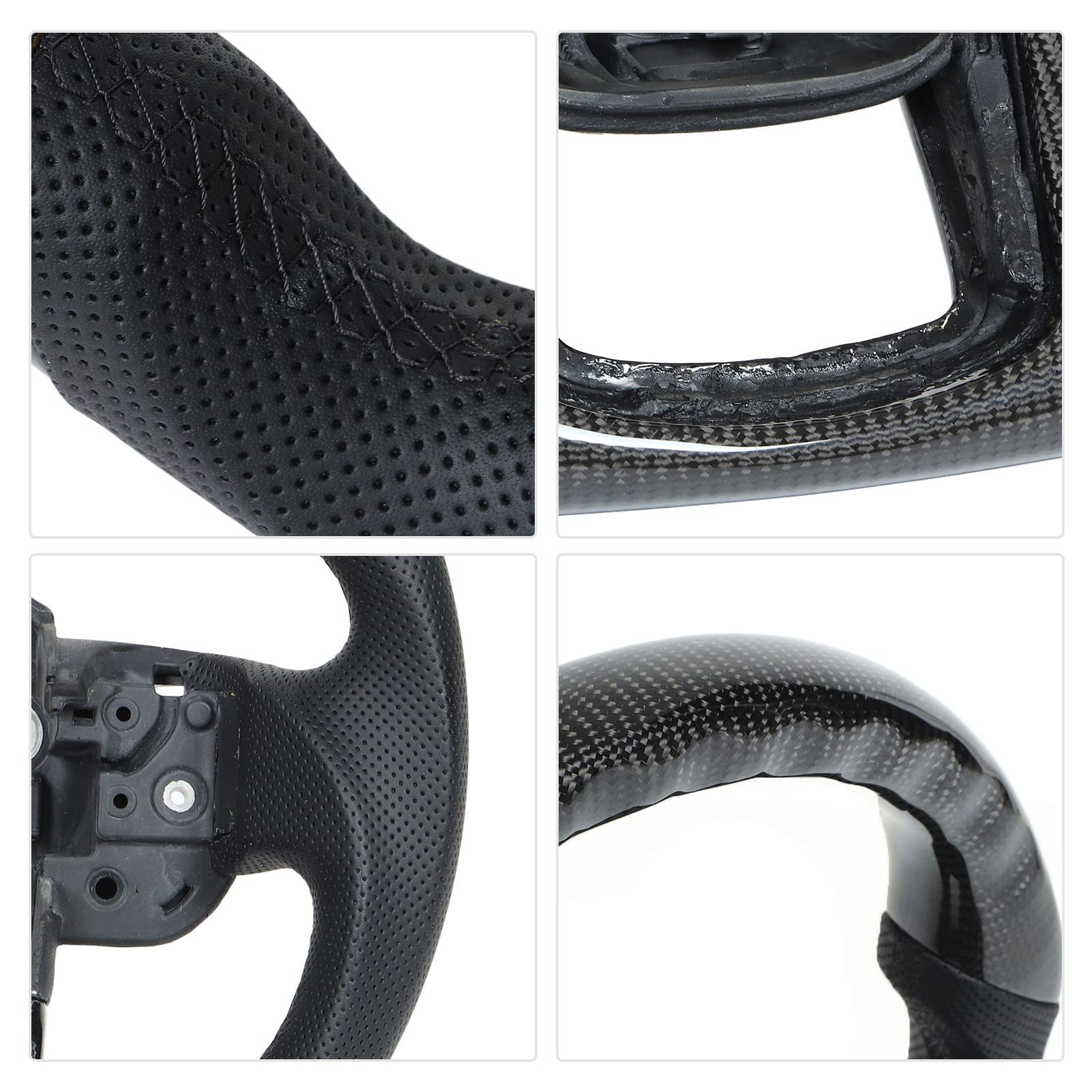 VOONKE Real Carbon Fiber Steering Wheel D-shaped With Red - View #9