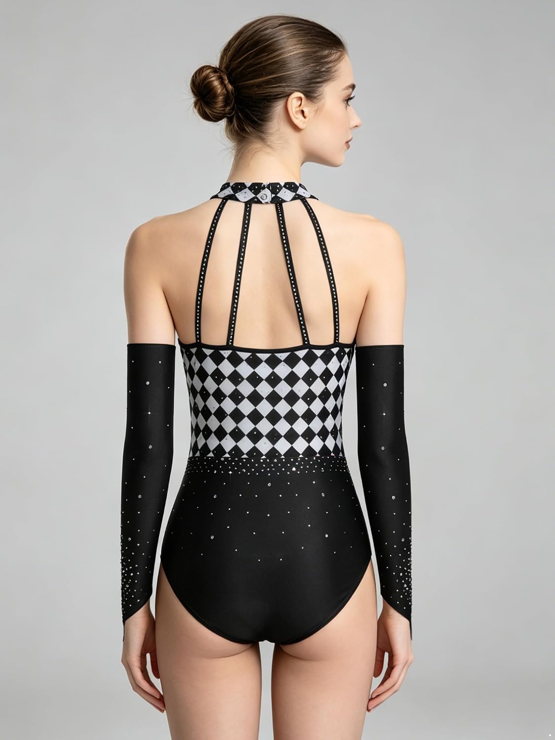 TiaoBug Women Rhinestone Poker Queen Costume Dancewear