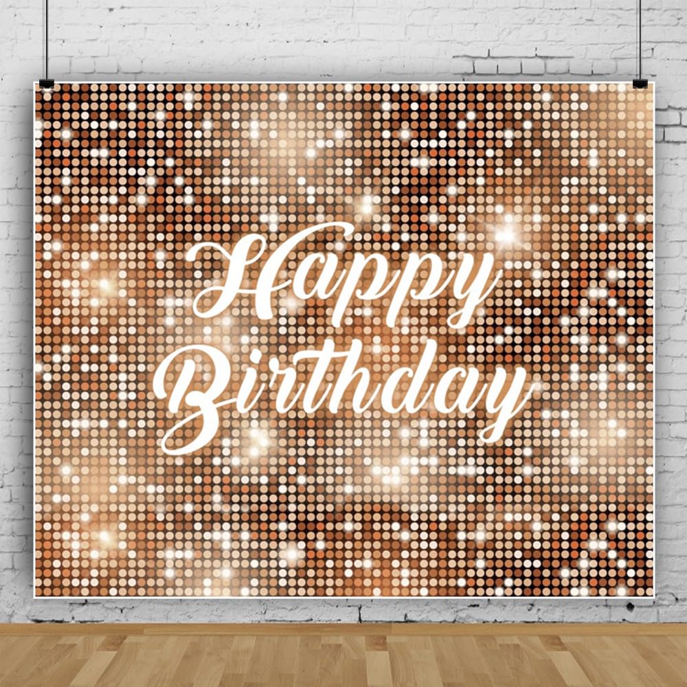 marrón Flash Lentejuelas telón de Fondo 3.5x2.5m Feliz cumpleaños neón Fondo Brillante Disco Tema niñas señoras Purpurina Fiesta de cumpleaños fotografía telón de Fondo Estudio Foto Props
