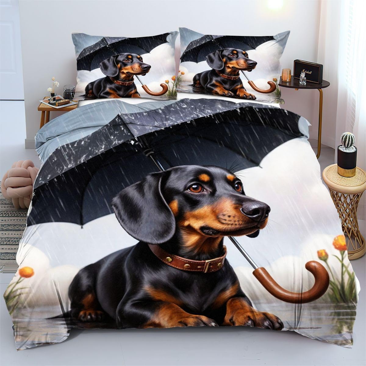 Housse de couette 240x260 chien noir pour une chambre sobre et raffinée