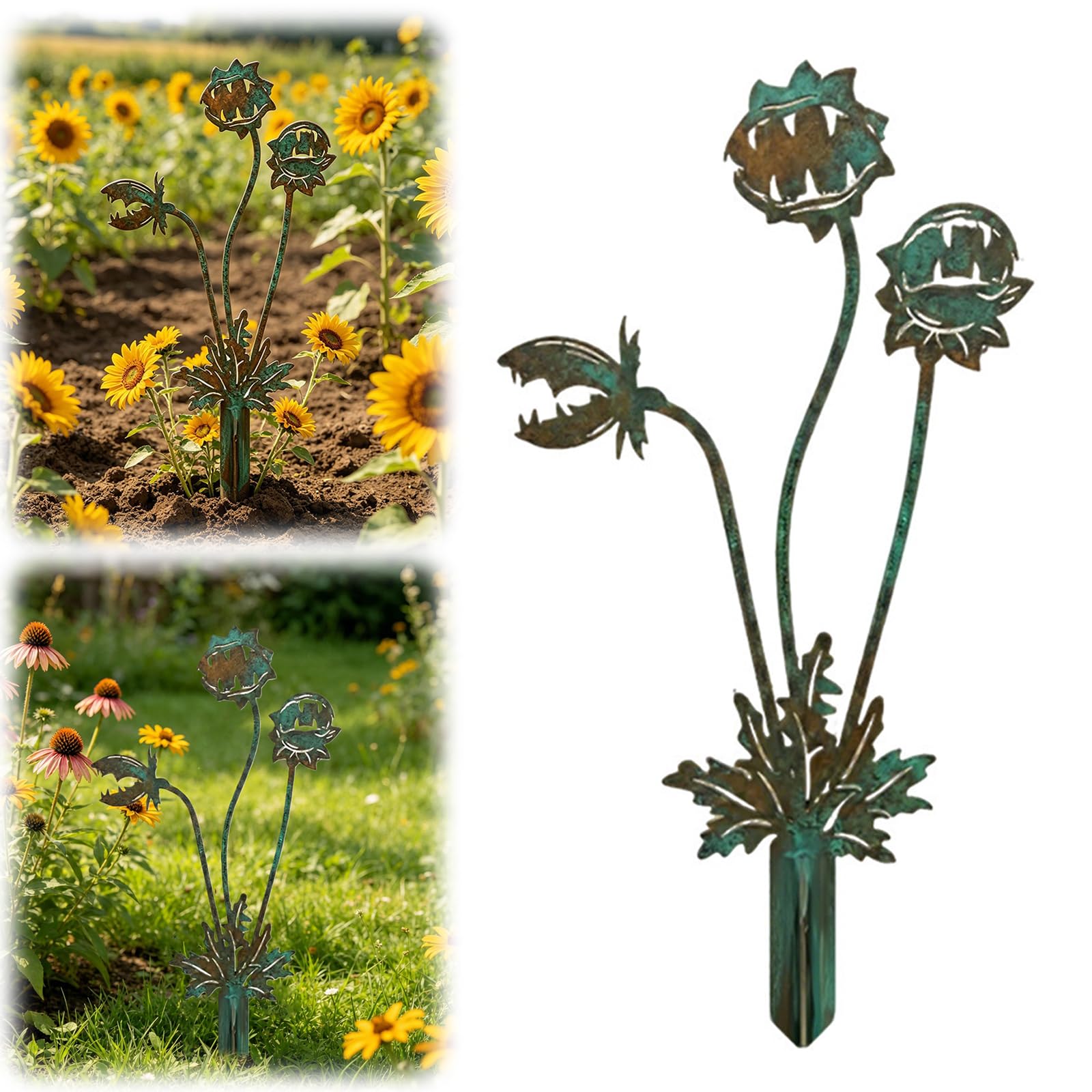 2D Flat Whimsical Metal Carnivorous Plant Garden Stake, 2026 Upgrade Handmade Iron Flytrap Mon-ster Plant Sculpture, Quirky Outdoor Decor Stake for Lawn Garden Patio Yard