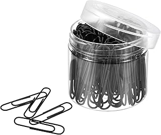 sourcing map Clips de papel de tamaño mediano de 2 pulgadas con revestimiento de vinilo para evitar desgarros de páginas con caja para organizar la oficina y el hogar, color negro, 100 unidades