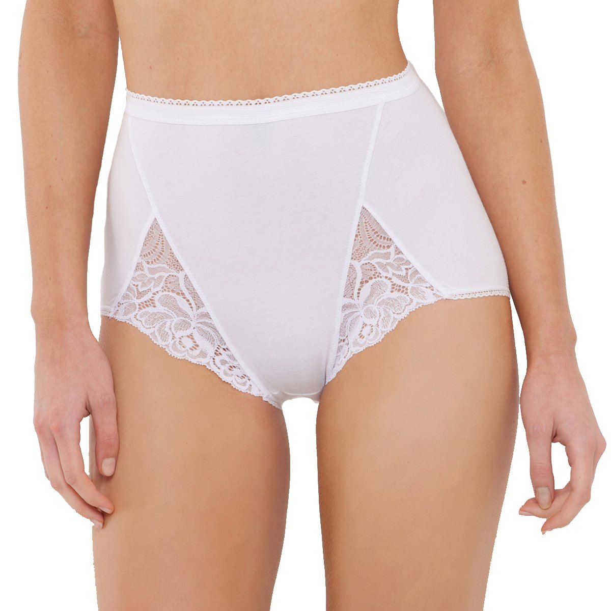 Bragas altas de algodón elástico para mujer Playtex Cotton & Lace pack de 2 4