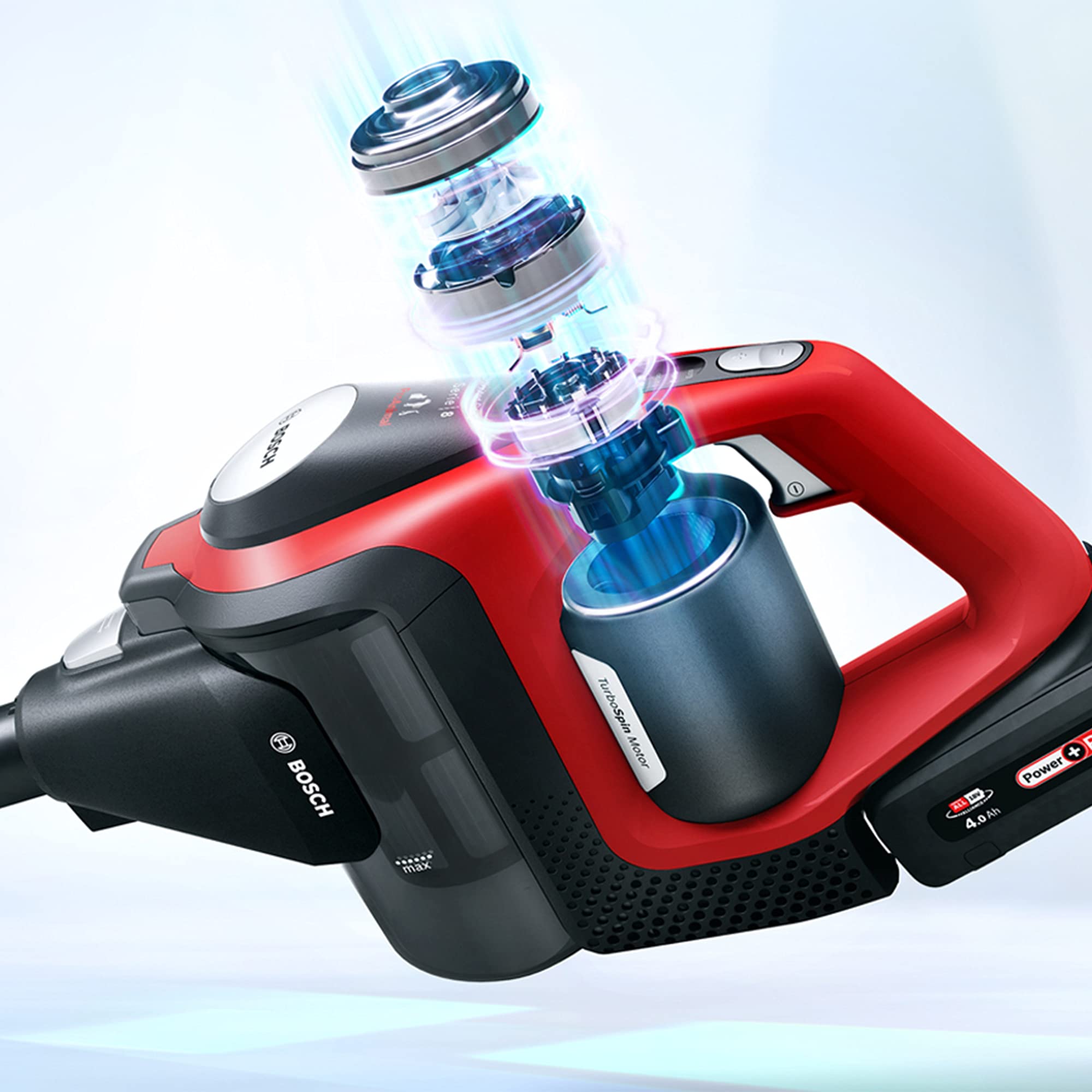Bosch - Serie 8, Aspirador Vertical Unlimited Gen 2 ProAnimal, 0.4 litros, Rojo, BBS8214PET