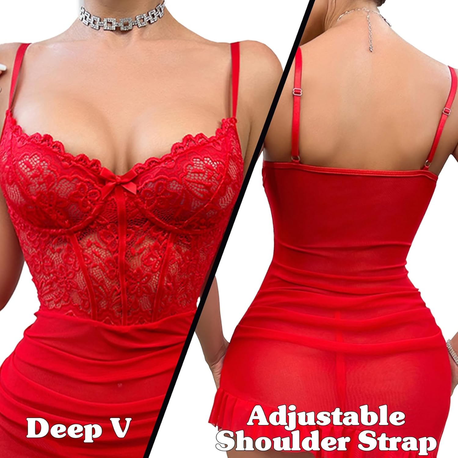 Lingerie for Women Babydoll Chemise Sexy Lingerie Sets Nightgown Lace Dress Sleepwear Teddy Outfits for Women - Image 3