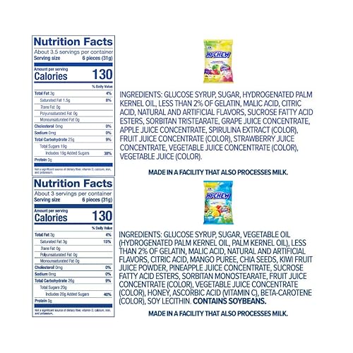 Miniatura 133 de HI-CHEW Mezcla variada a granel, más de 220 piezas, 4 bolsas de pie, combinaciones de frutas tropicales dulces y ácidos, dulces suaves y divertidos