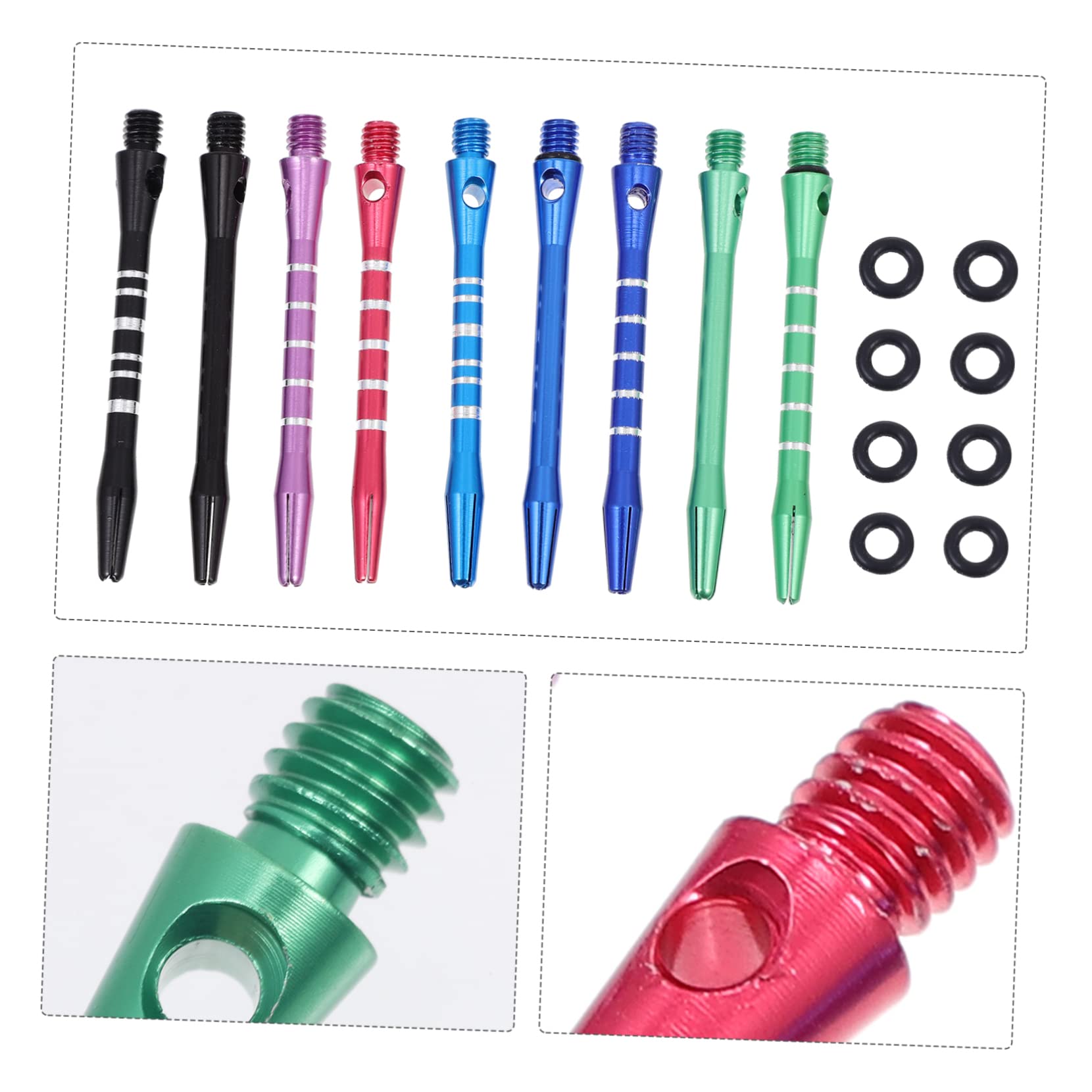 KICHOUSE Replacement Stems 30pc Aluminum Shafts and Flights Set for Shaft and Flights
