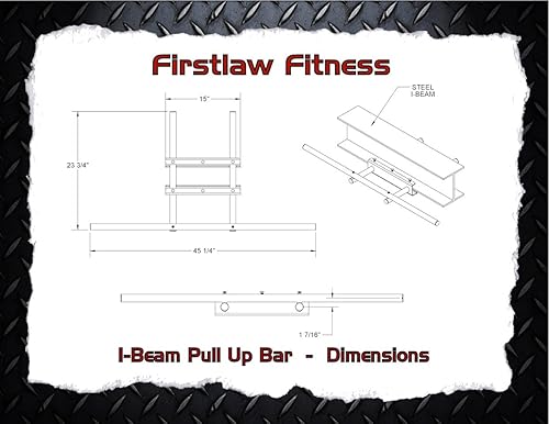 Miniatura 5 de Firstlaw Fitness - Límite de peso de 600 libras - Barra de dominadas I-Beam - Cinta de agarre de barra larga recta fabricada en los Estados Unidos