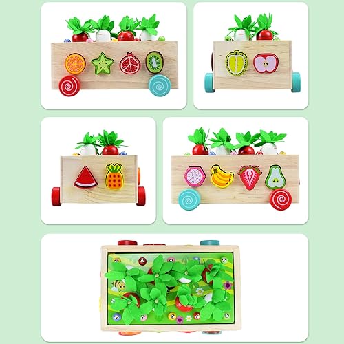 Miniatura 4 de Juguetes de madera Montessori multifuncionales para niños de 2, 3, 4 años, cosecha de zanahorias y aprendizaje preescolar, juego de clasificación de