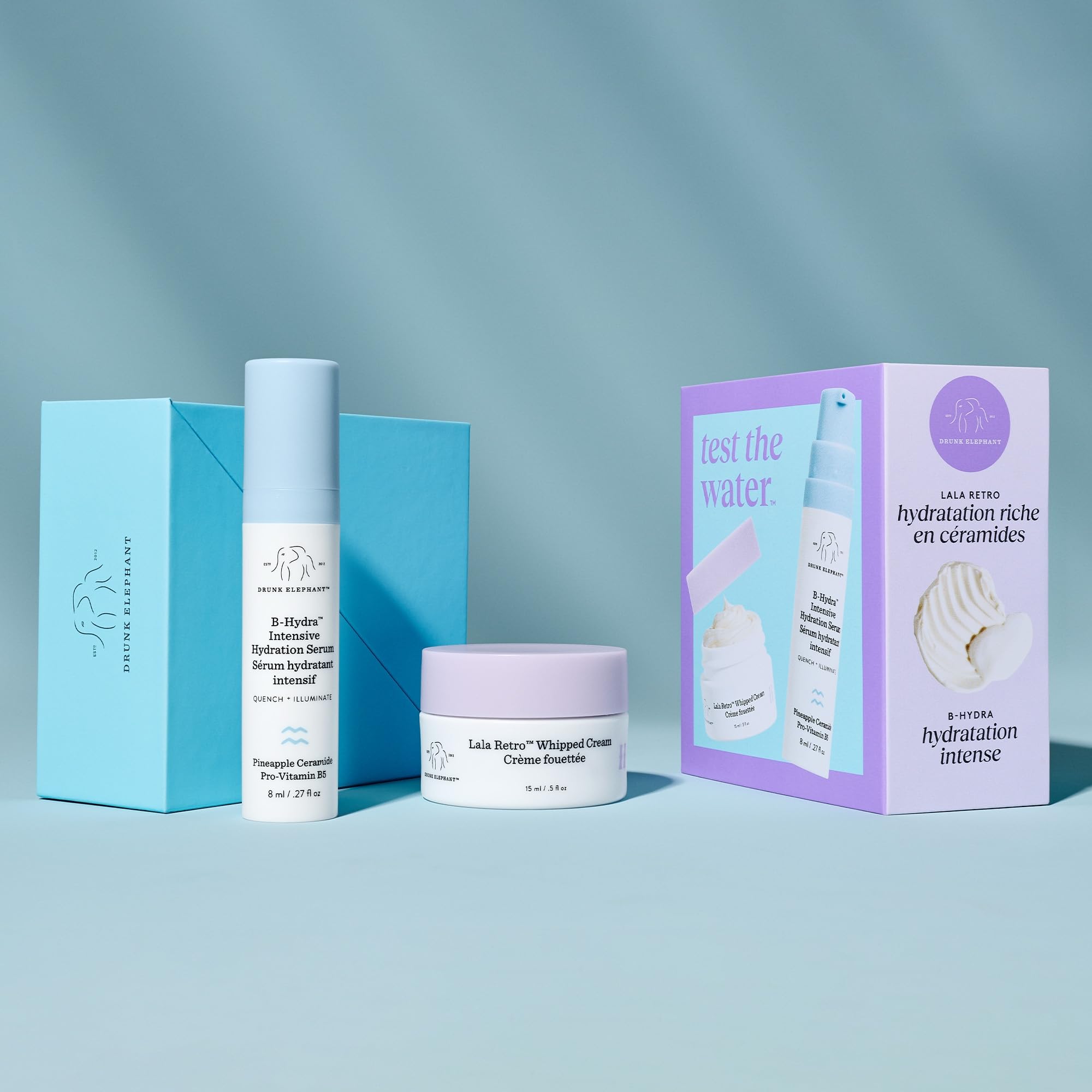 Drunk Elephant Test The Water - Travel Size - Hydrate and Nourish Kit - Clean Clinical Skincare - Cruelty-Free - Dermatologist-Tested - Free of Essential Oils, Silicones, and Fragrance