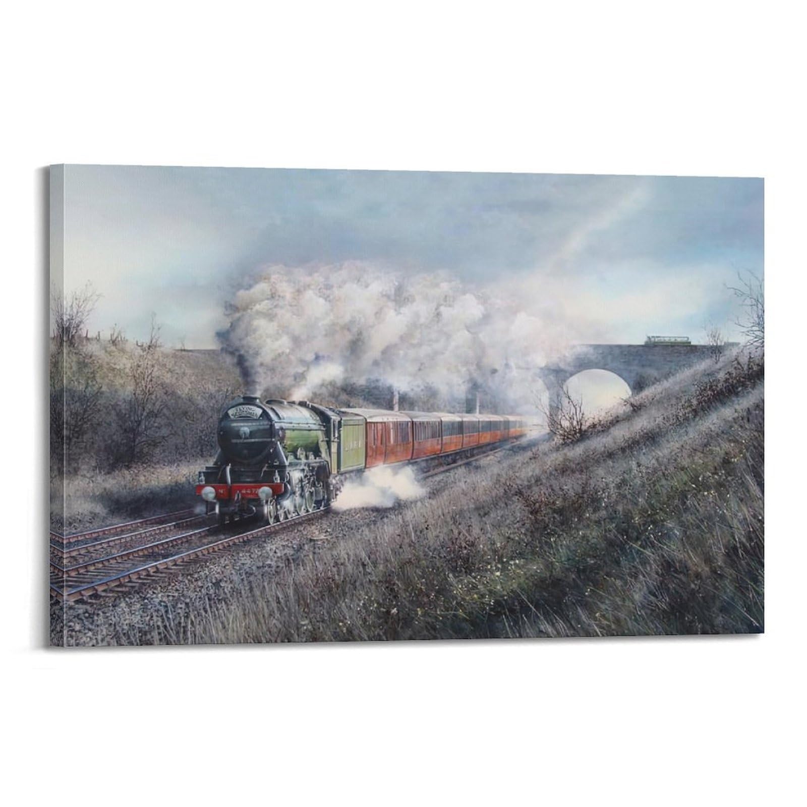 HUIYHB Vintage Steam Train Poster Across The Bridge Poster Decorative Painting Canvas Wall Posters And Art Picture Print Modern Family Bedroom Decor Posters 08x12inch(20x30cm)