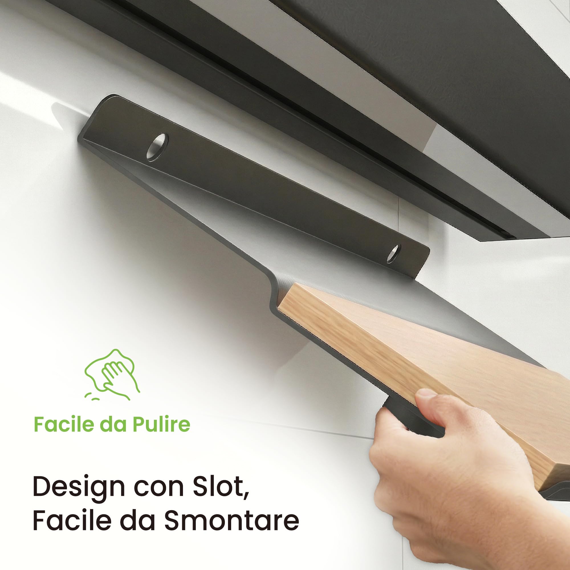 Mai & Mai Porta Spezie e Porta Mestoli da Cucina in Lamiera Zincata, Portaspezie con Porta Rotolo, Portautensili con 5 Ganci, Grigio, da Appendere con Guide, Reglo-10+Reglo-12