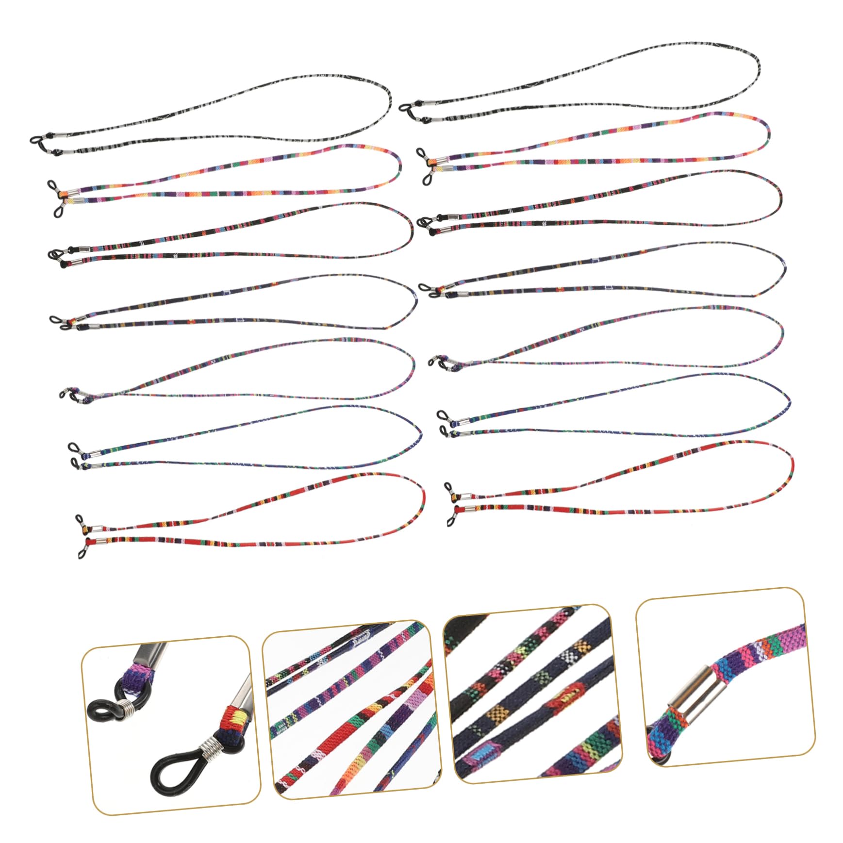 GALPADA Brille Seil Sonnenbrillenclip Clip Brillenablage Brillenregal Brillenbügel Hängende Kette Brillenketten Zum Aufhängen Brillenband Polyester Baumwolle 14pcs*6