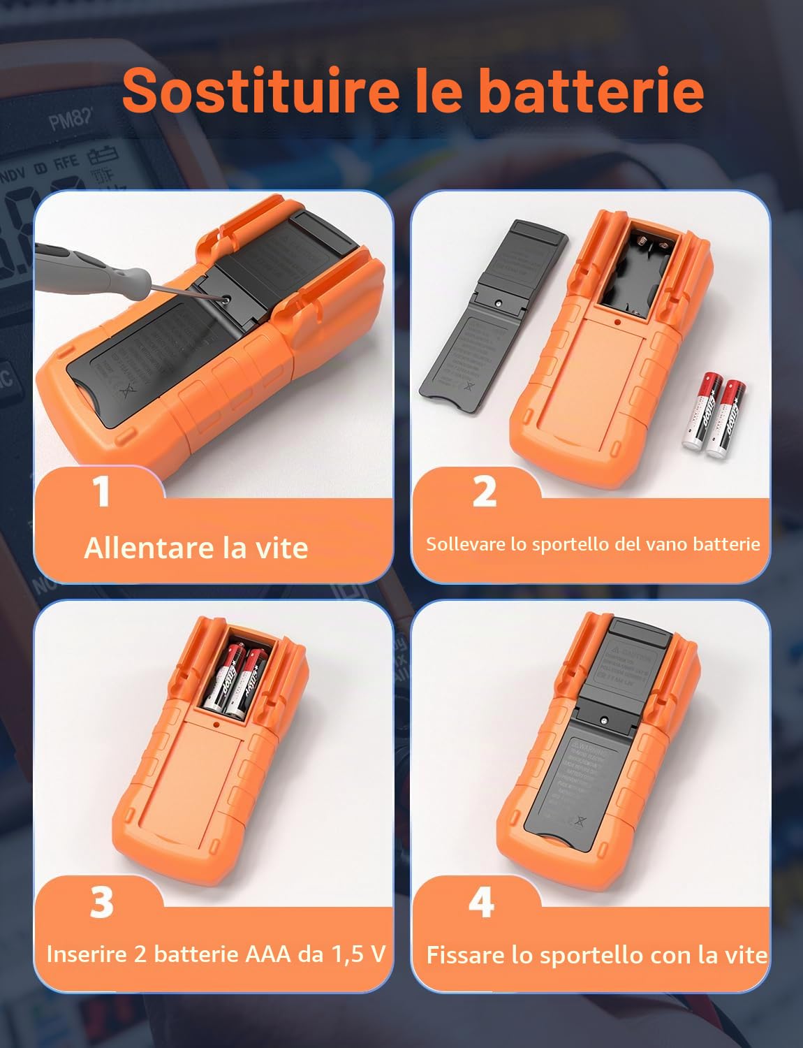 Multimetro Digitale Multi Tester Voltmetro Amperometro Ohmmetro Misura Tensione Corrente Resistenza Capacità Continuità Diodo NCV con Morsetti a Coccodrillo Cavi di prova Retroilluminazione