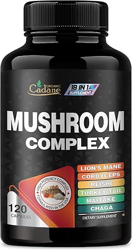 Suplementos complejos de hongos cadanos concentrados 19 en 1 con melena de león, Cordyceps Sinensis, Reishi, hongo de cola de pavo, Maitake, Chaga,
