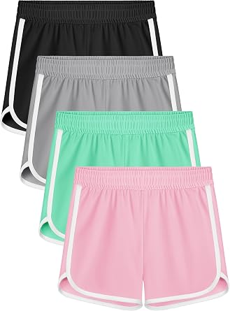 Resinta 4 Packs Girls Soccer Shorts Toddler Girls Athletic Shorts Quick Dry Workout Dolphin Kids Active Shorts