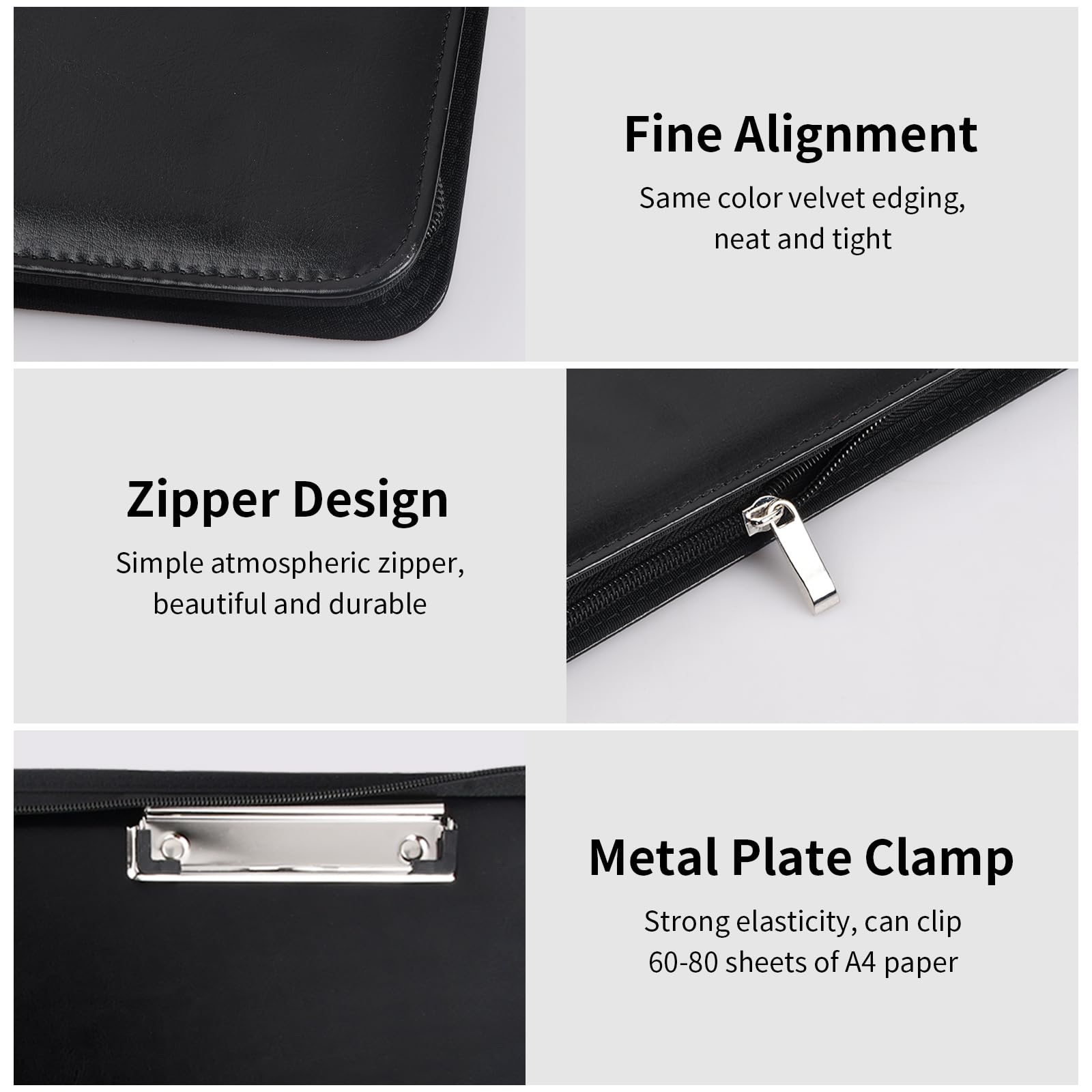 Cartella Portadocumenti A4 Con Porta Cellulare - Pelle PU Impermeabile, Nero - Foto 10