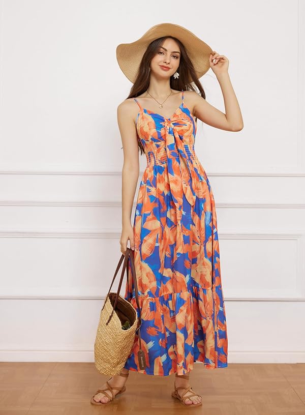 GRACE KARIN Womens Summer Maxi Floral Beach Dresses 2026 Orange Blue XL by GRACE KARIN - Used condition - Image 6