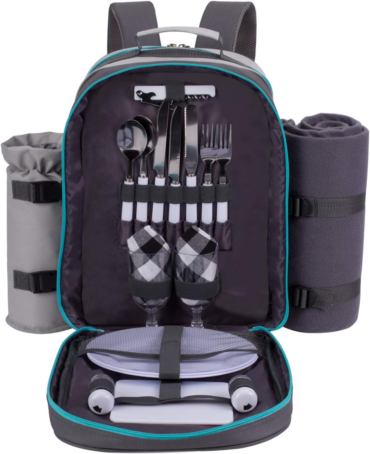 ALLCAMP 2 Person Picnic Backpack Set Detachable Wine