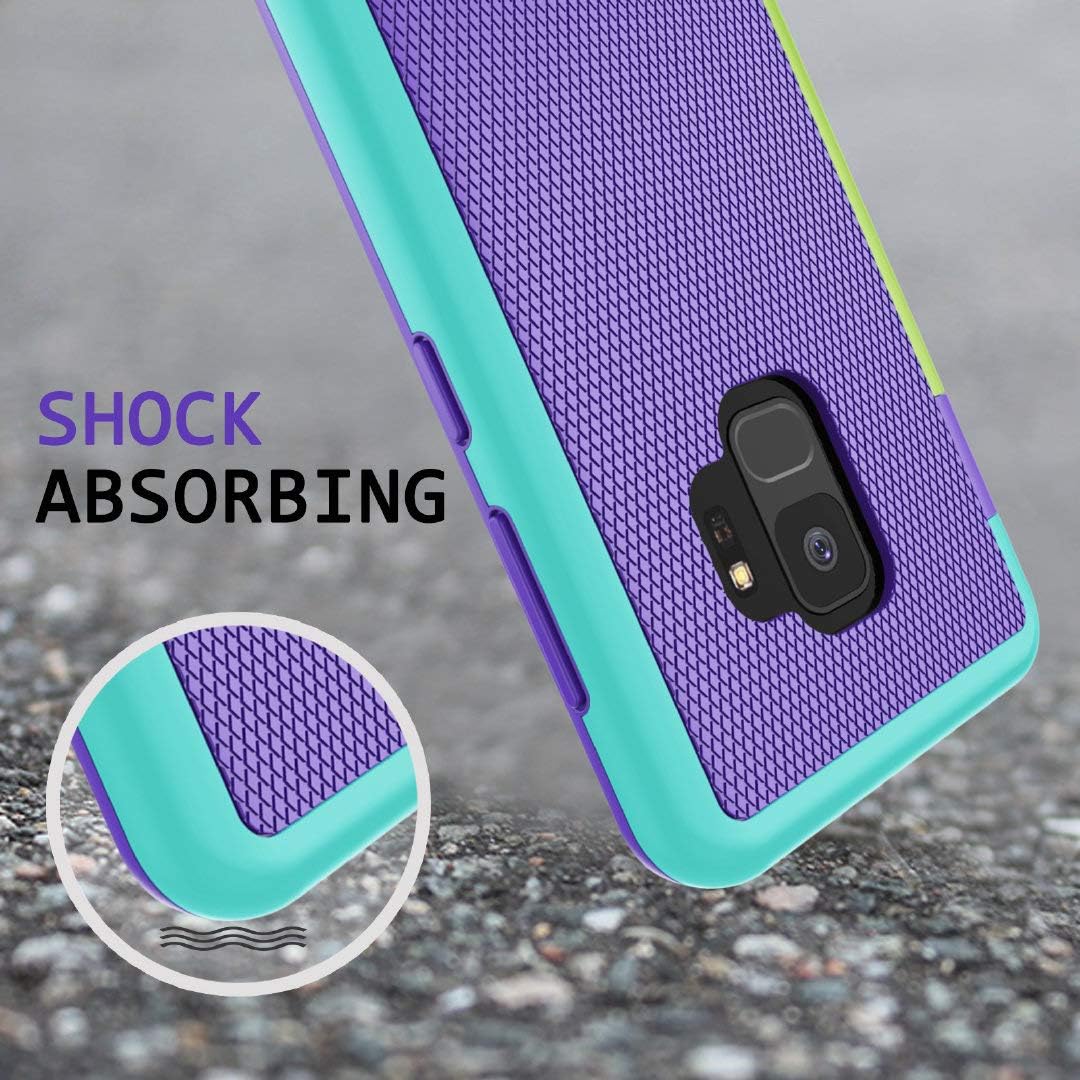 Galaxy S9 Case, Jeylly Durable Flex S9 Case Shockproof TPU Bumper Cases Non Slip Scratch Resistant PC Hard Back Protective Case Cover for Samsung Galaxy S9 (5.8 inch) - Purple