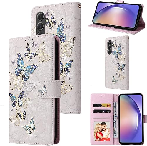 UEEBAI Funda tipo cartera para Samsung Galaxy A16 4G5G, piel sintética, función atril, bloqueo RFID, ranuras para tarjetas, correa de muñeca, patrón