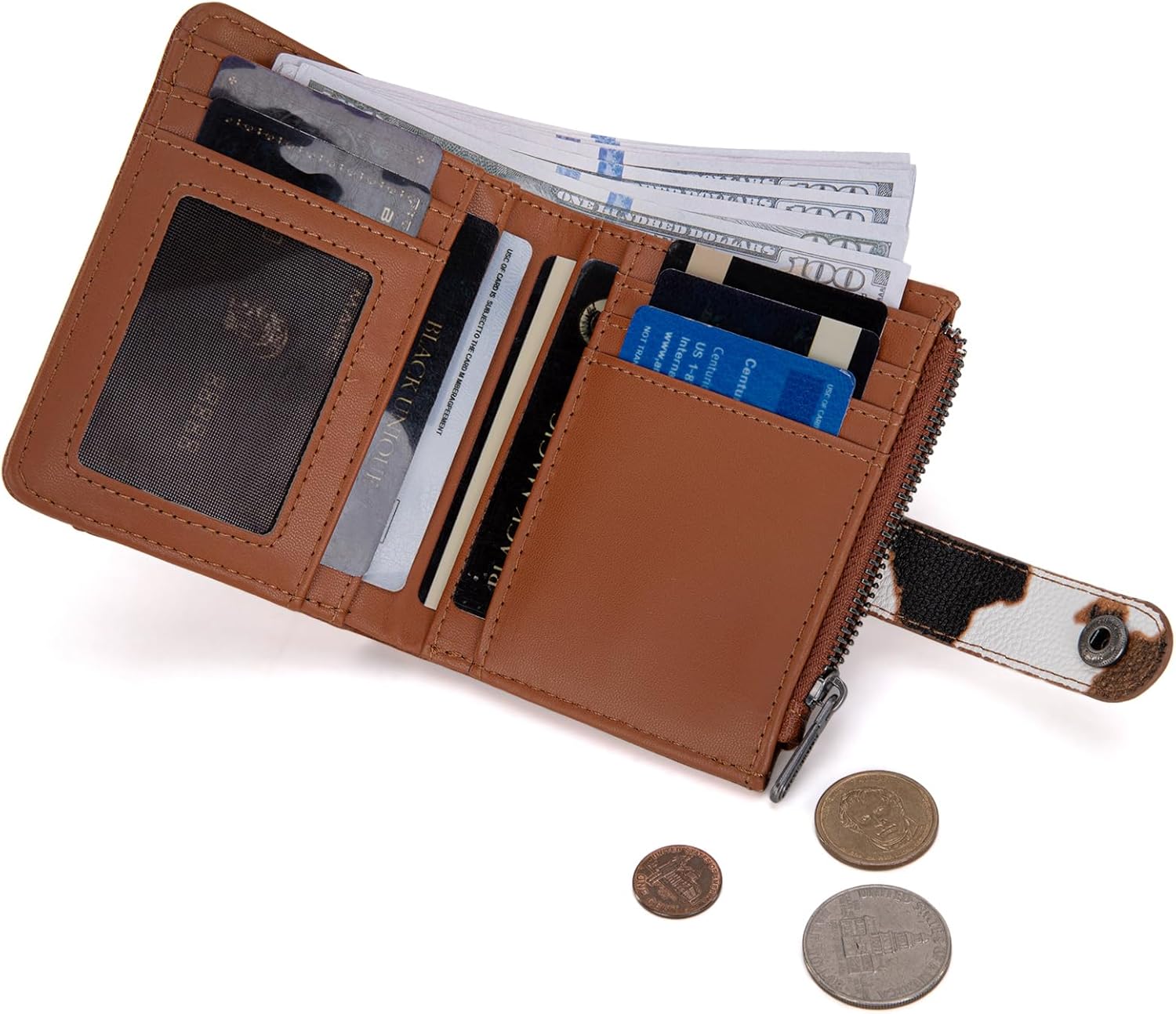 Montana West X Wrangler Cow Print Wallet Women Small Wallet Women's Wallets, Card Cases & Money Organizers Bifold Credit Card Wallets Womens Ladies Female Small Wallett with Removable ID Window - Image 4