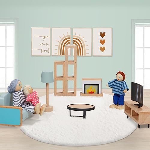 Miniatura 8 de Giant Bean Casa de muñecas de madera de 26 pies de alto con ascensor timbre luz 52 muebles y 5 muñecas