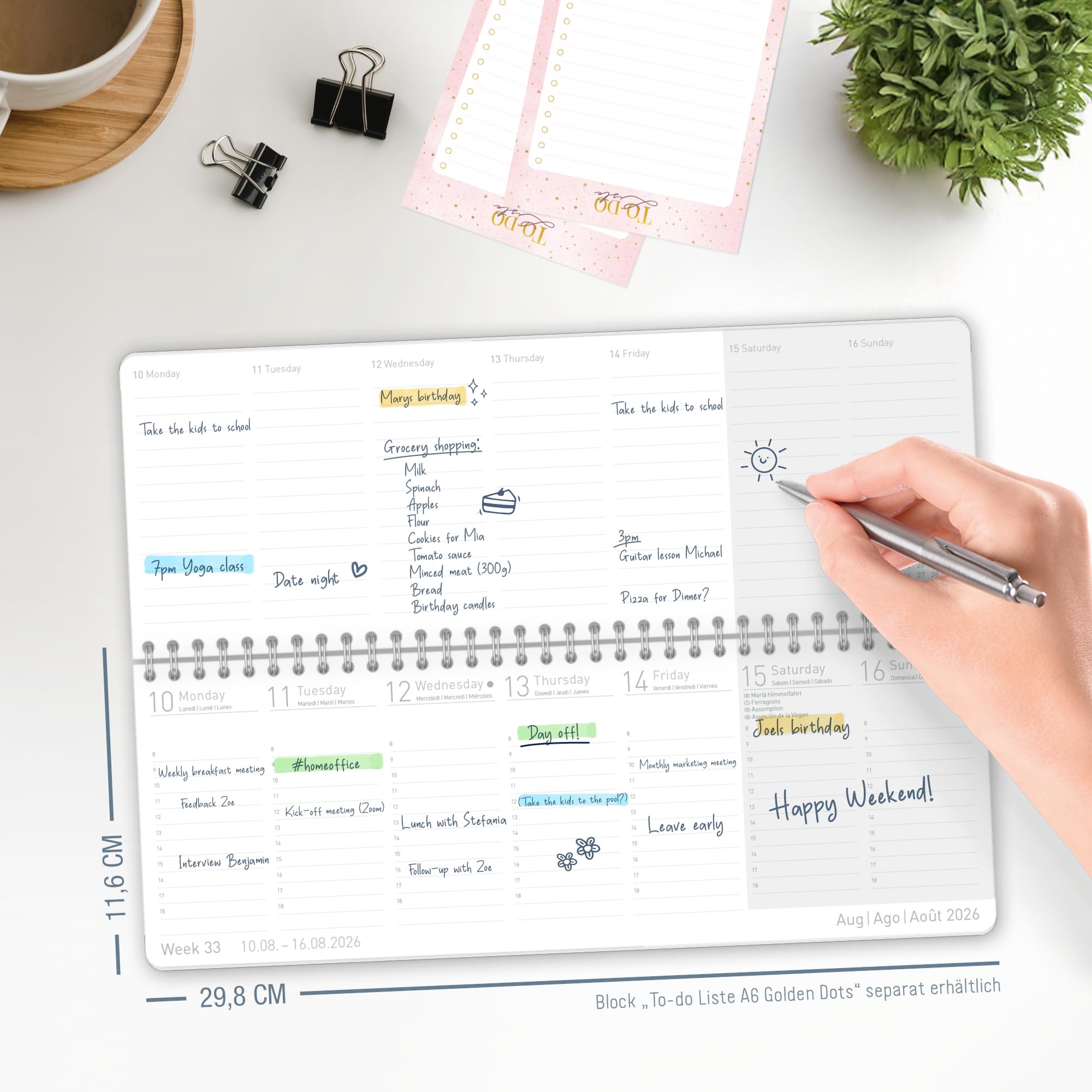 Häfft Internationaler Wochen-Tischkalender 2026 - Mehrsprachig & Klimafreundlich