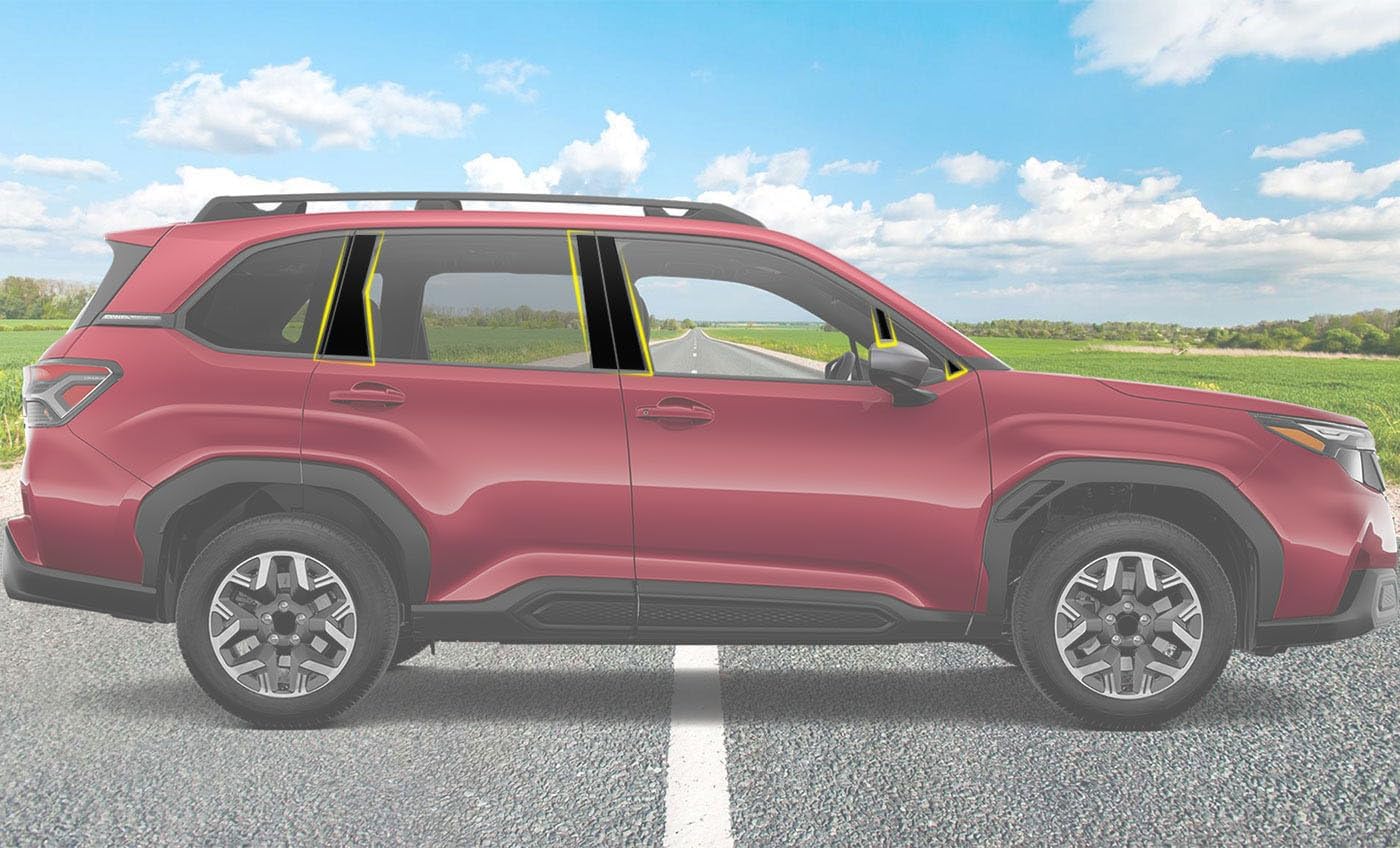 Pillar Post Trim Cover Compatible with Subaru New Forester 2025 2026+, Exterior Window Pillar Covers,Stainless Steel Anti-Scratch Protection 12PCS, Gloss Black