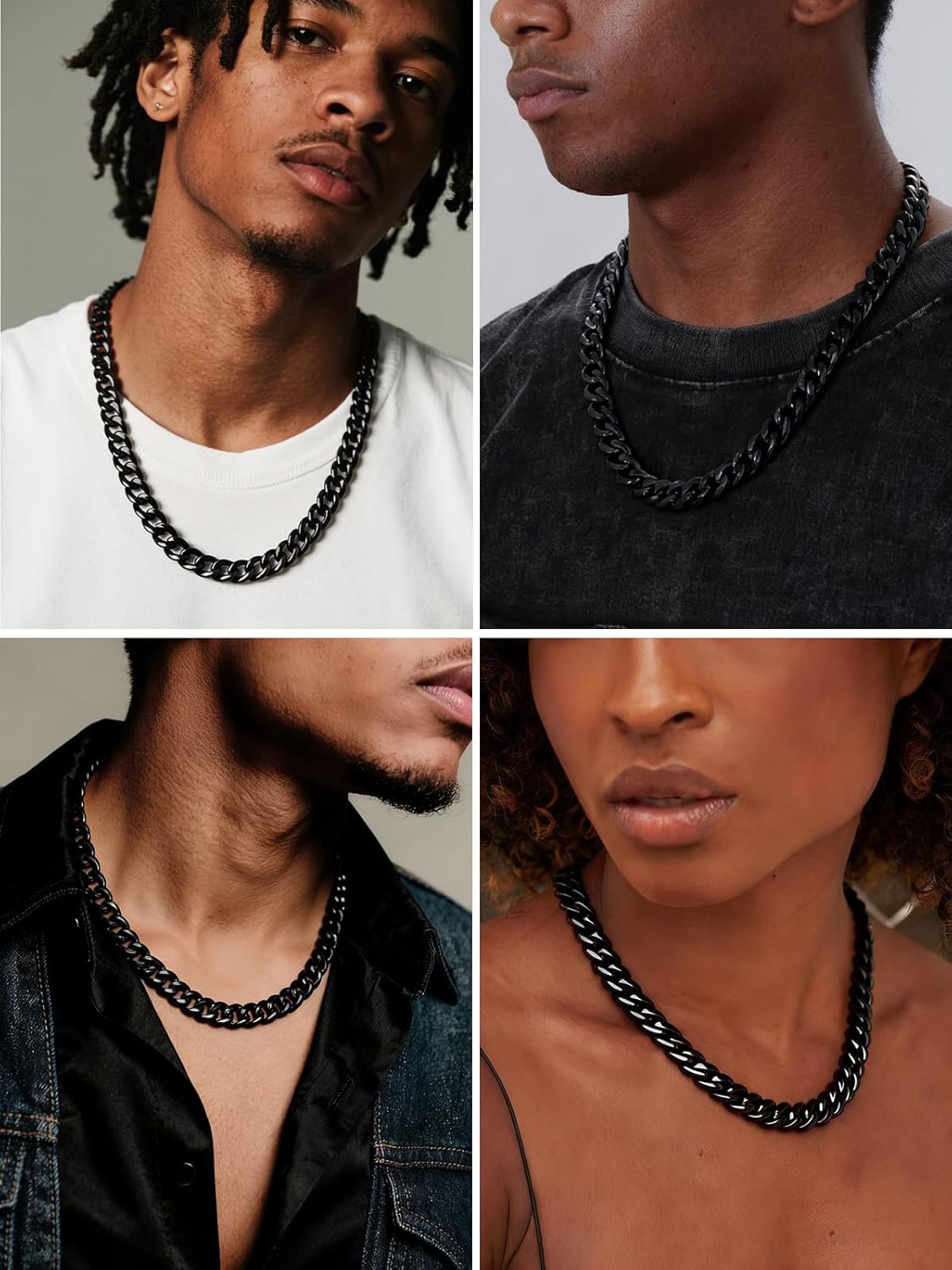 U7 Cuban Link Chain Necklace for Men, Stainless Steel/Black/Gold Mens Necklaces, Chunky Curb Chain Necklace in 6/9/12mm Width 18-30 Inches, Thick Choker Jewelry with Box Packed - Image 2