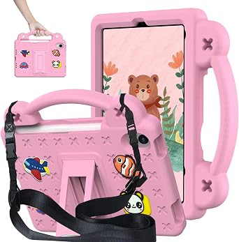 YRH for iPad mini A17 Pro Case 2024/iPad Mini 6 Kids Case 2021,EVA Shockproof Cover for iPad mini 7th/6th Generation 8.3-inch, with Stand Handle Strap, Pink