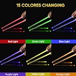 Light Up Drum Sticks Rechargeable Drumsticks, 15 Color Changing LED Drum Stick Glow In The Dark Personalized Musical Instrument Gifts for Drum Set Percussion Accessories