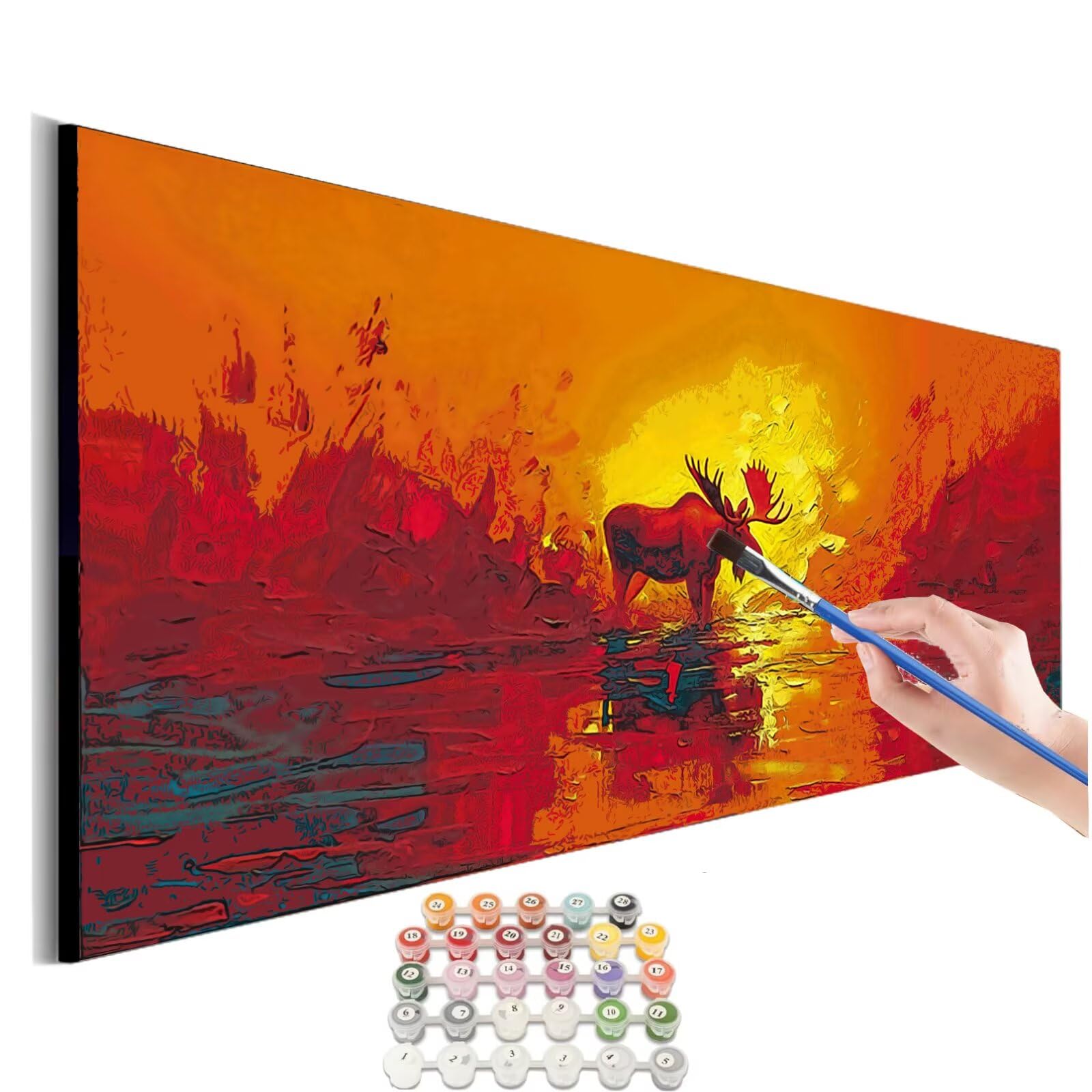 Peinture Numero Adulte Animal Peinture Par NuméRos Grand Format Cerf Loisirs CréAtifs Adultes Enfant DIY NuméRo D'Art Complet Kit DéButants ,Cadeau GarçOns Filles 3+ Ans, Sans Cadre 70x140cm M-260