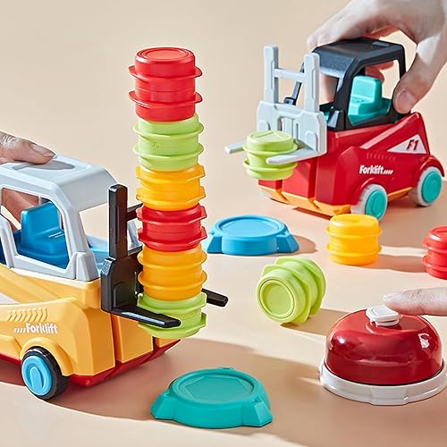 Miniatura 3 de honggang Ingeniero carretilla elevadora frenesí juego de transporte, juguete de camión de remolque de minas, juguetes de apilamiento de juguetes de