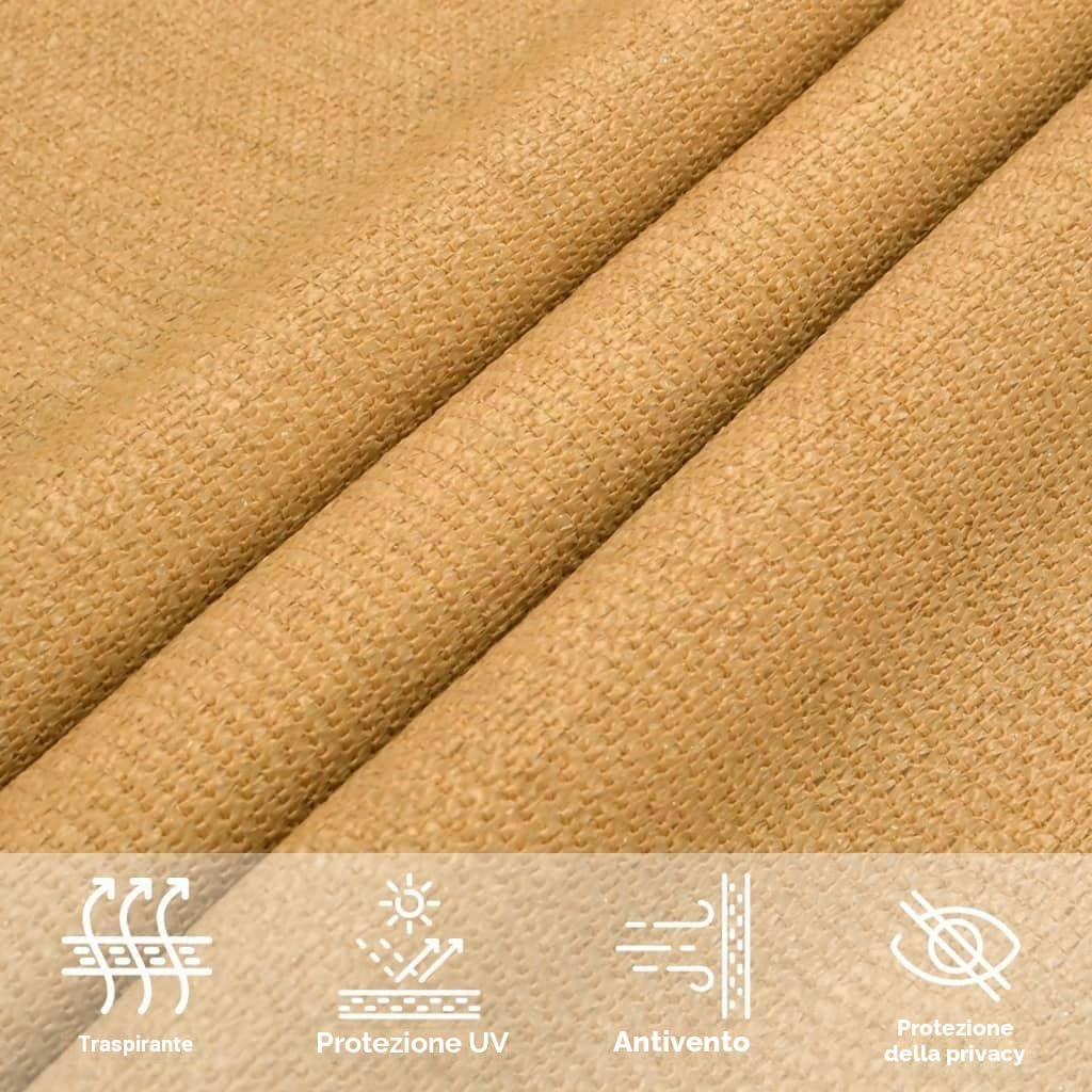 vidaXL Vela Parasole 160 g/m² Rettangolare Sabbia 4x7 m in HDPE, vela ombreggiante, ombra da patio, tettoia ombreggiante, vela da giardino, tettoia