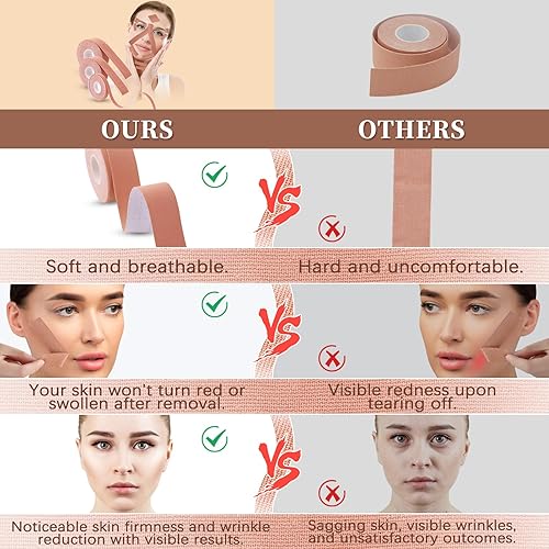 Miniatura 5 de 3 rollos de cinta de estiramiento facial instantáneo, parche miofascial facial para tratamiento de arrugas para línea V, levantamiento de piel