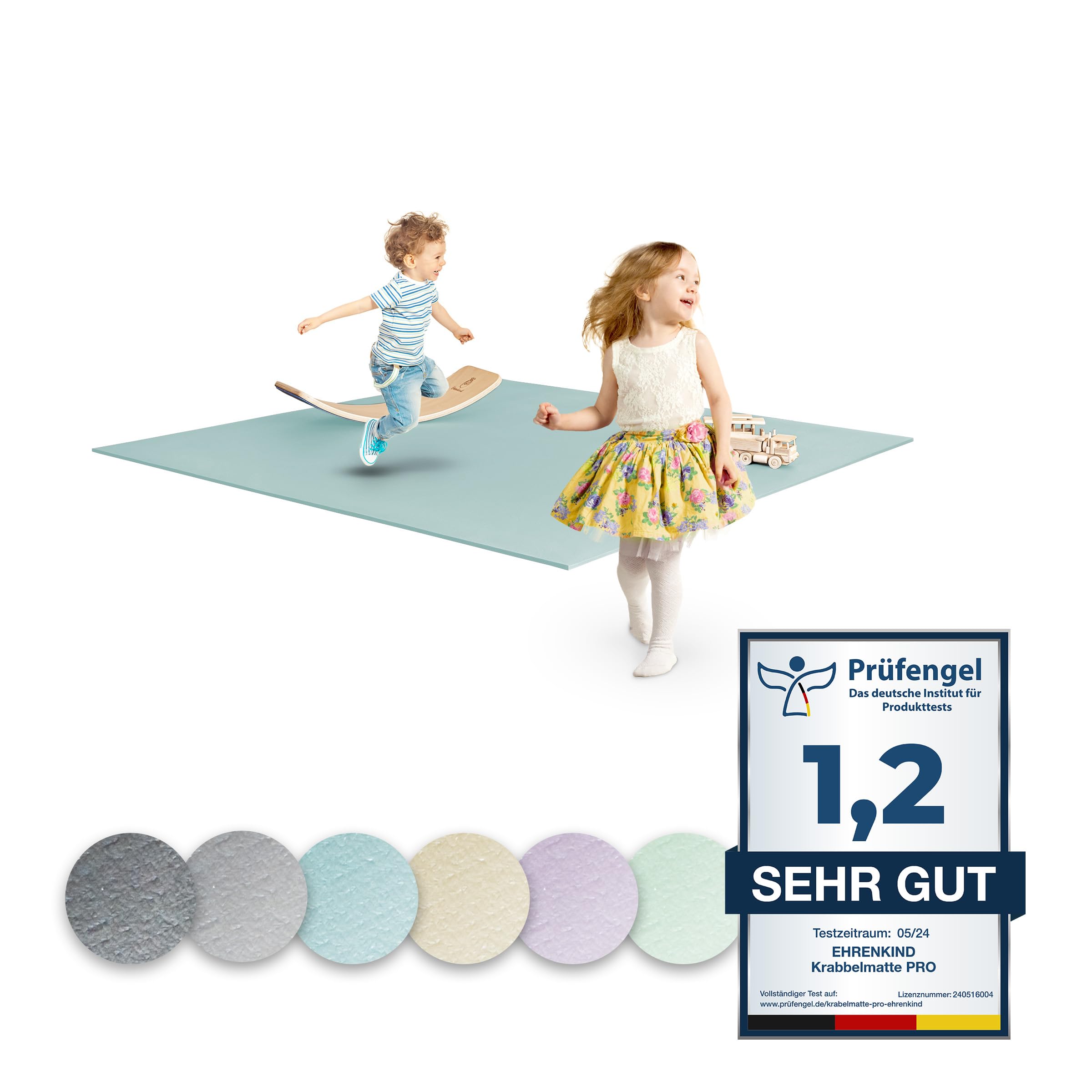 Ehrenkind® Krabbelmatte PRO | Extra dick und Soft | Made in Germany | Spielmatte Baby |Oeko-Tex 100 | Größe 120x120cm NEBELBLAU