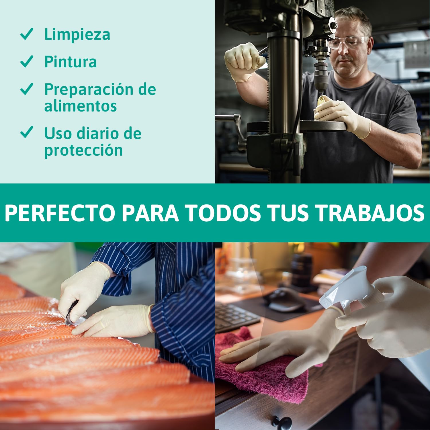 Ansell MicroFlex 63-864 Guantes Desechables Sin Polvo, Dedos Texturizados y Reforzados, Protección Mecánica, Seguridad Alimentaria, Látex de Caucho Natural, Blanco, Talla XL (100 Guantes)