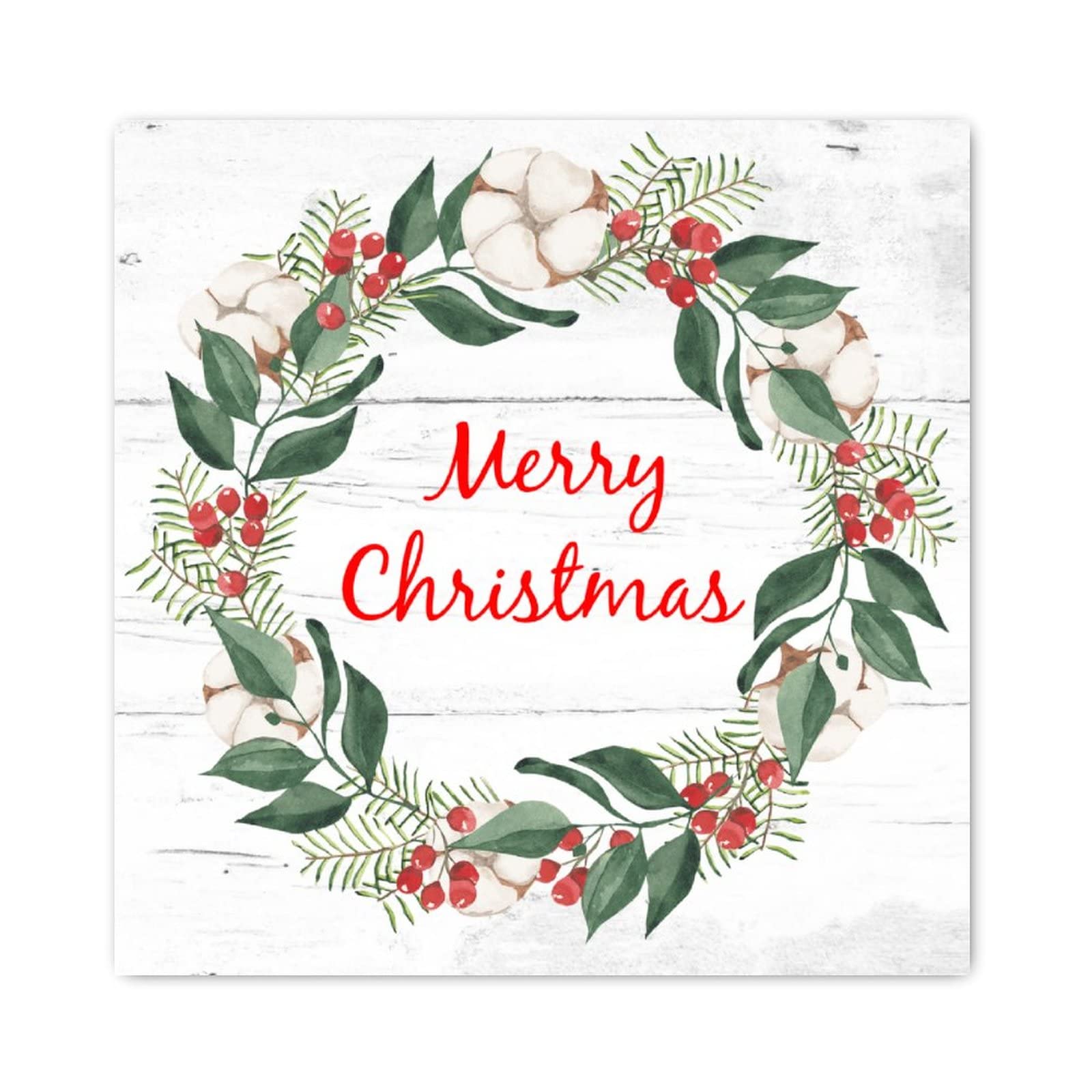 Panneau en bois Merry Christmas couronne de fleurs decoration murale premium