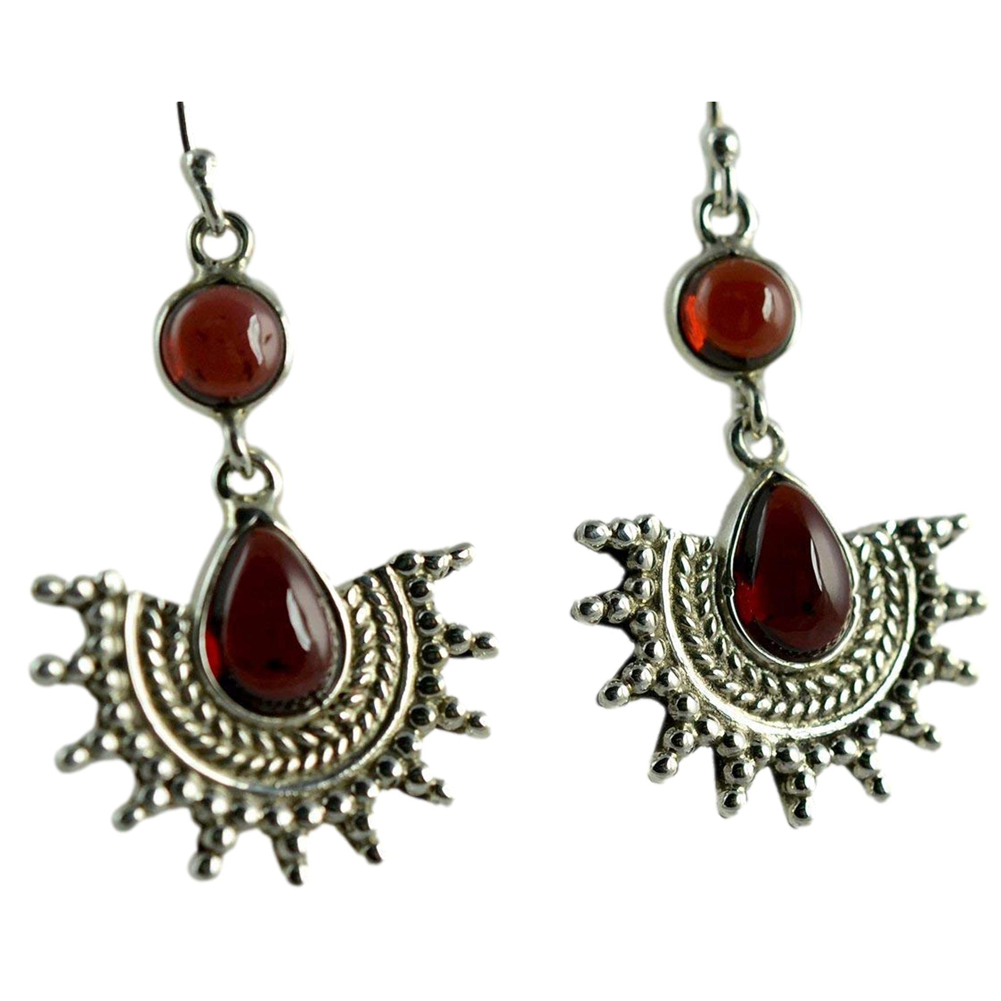 925 Sterling Silber Granat handgemachter Damen Ohrring