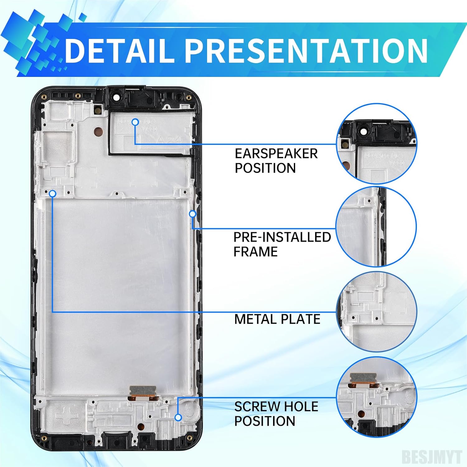 for Samsung Galaxy A24 AMOLED Screen Replacement with Frame OLED Display Touch Digitizer Full Assembly Fix Glass with Repair Tools Kit SM-A245F
