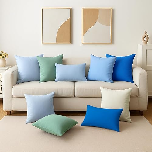 Vista 236 de Thmyo Paquete de 2 fundas de almohada cuadradas decorativas de algodón, fundas de almohada de sublimación en blanco, fundas de cojín blancas