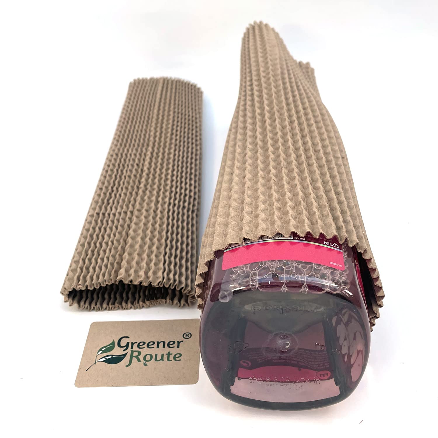 Greener Route Brown 25X Eco Sleeves - Eco Friendly Flexible Corrugated Bottle Cover - Lightweight, Stretchable, Recyclable, Biodegradable, Reusable, Compostable