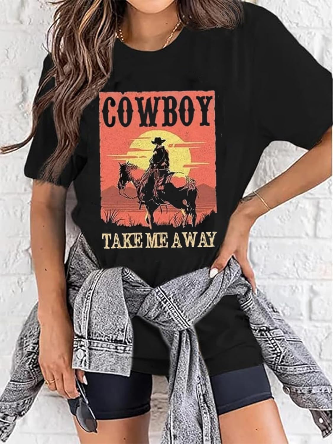 Women's Western Cowboy Shirts Vintage Rodeo Graphic Oversized Tops Country Music Tees Short Sleeve Cowgirl T-Shirt - Image 5