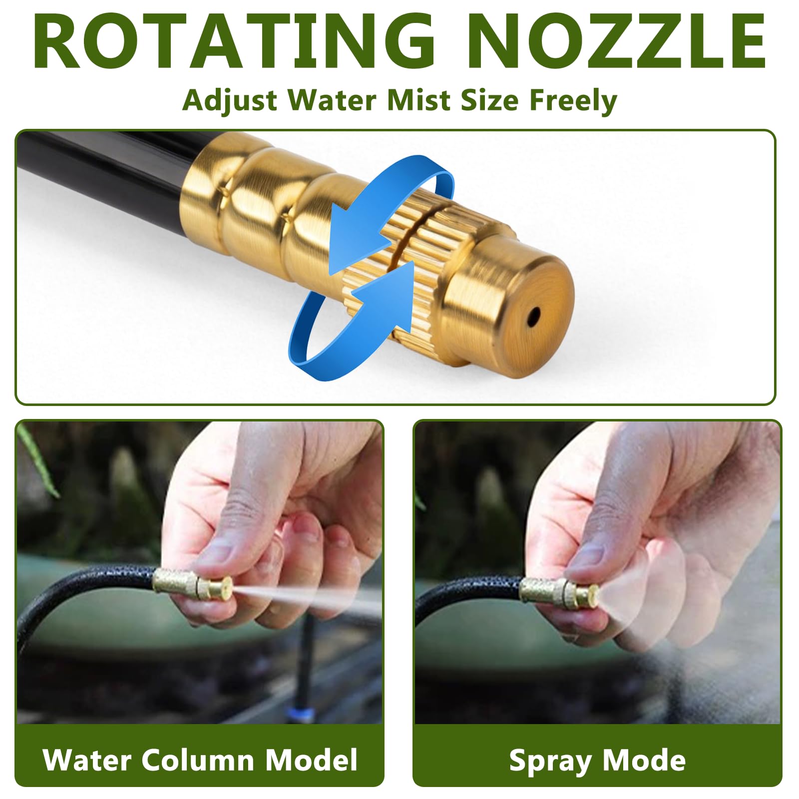 Système d'irrigation goutte à goutte de 20 m, système d'arrosage flexible à 360°, buse réglable en cuivre, kit d'irrigation goutte à goutte automatique pour jardin, cour, serre