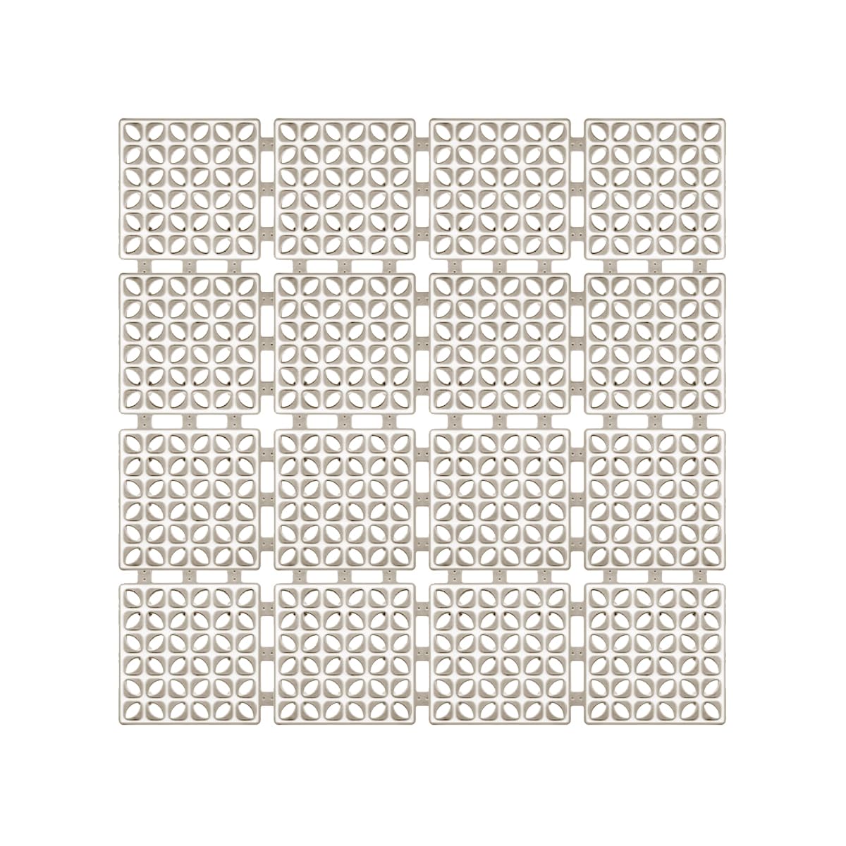 B&B Shower Mat Non Slip Strong Suction Cup with Drain Holes Anti Mould Quick Dry - Rubber Bath Mat for Bathroom, Toilet Floor (Beige, 60 x 60 cm)