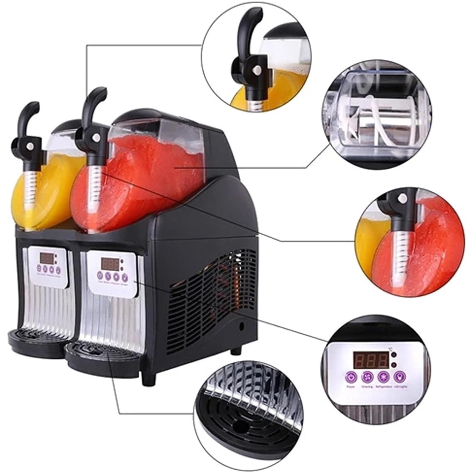Máquina De Granizado De Hielo Comercial 5l Máquina para Hacer Granizados Comercial 44x37x34 Cm, De Acero Inoxidable 300 W con Agitadores Dobles para Restaurante, Bar