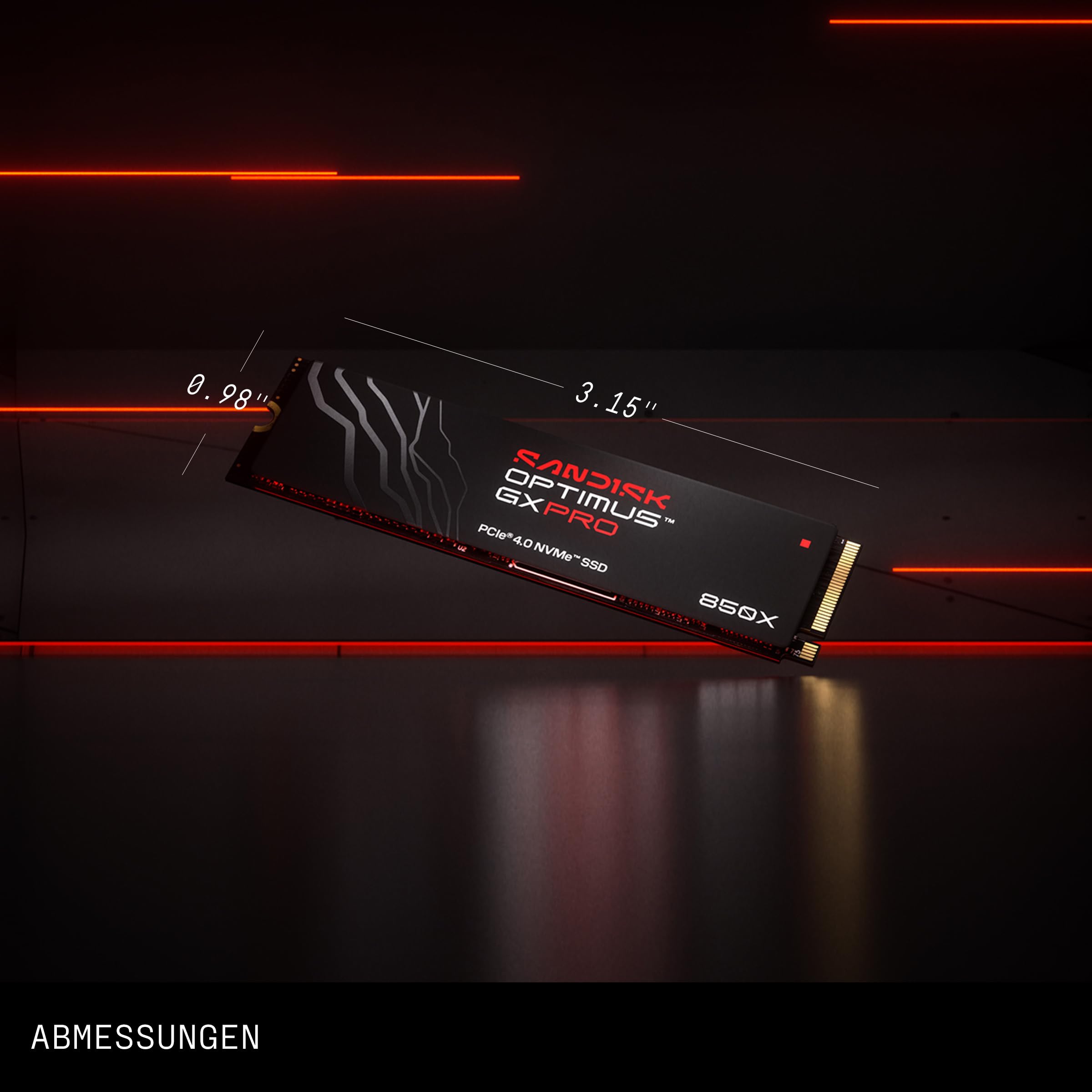 SANDISK Optimus GX PRO 850X NVMe SSD 1 TB (bis zu 7.300/6.300 MB/s sequentielles Lesen/Schreiben, M.2 2280, PCIe 4.0) Gaming-Speichererweiterung, leistungsstarke interne SSD