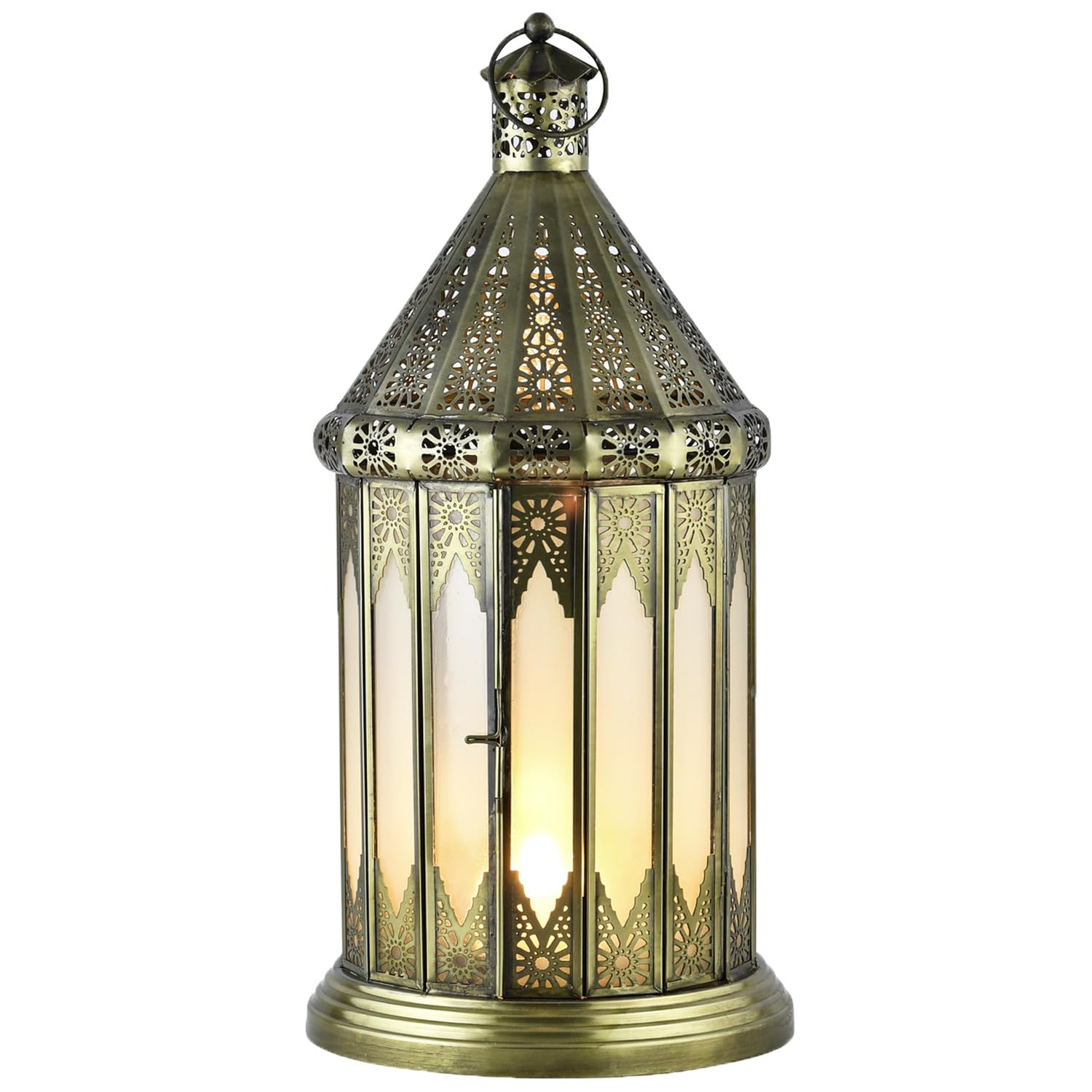 Orientalische Laterne Lilaf Deko aus Metall und Glas in Weiß 40 cm