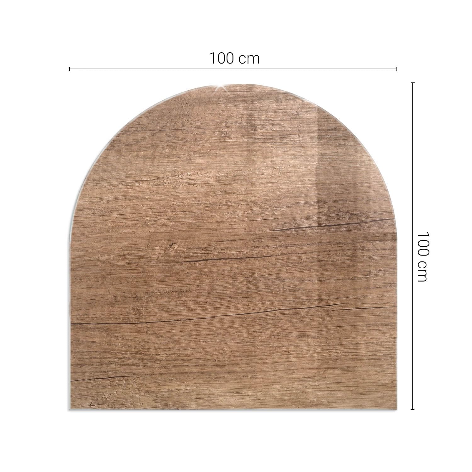 Piastra per camino e stufa 100x100 cm Design Elegante Arco Resistente alle Alte Temperature Protezione del Pavimento di Vetro Temperato Resistente a Scintille - Modello in legno naturale
